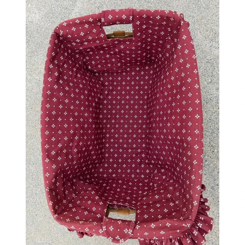 Longaberger 1996 Traditional Red Fabric Plastic Insert Laundry Basket VTG Large